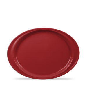 Melamine 14" Handled Oval Platter  - Merlot Red