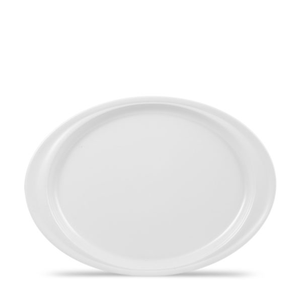 Melamine 14" Handled Oval Platter  - Pure White