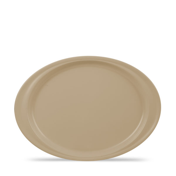 Melamine 14" Handled Oval Platter  - Putty