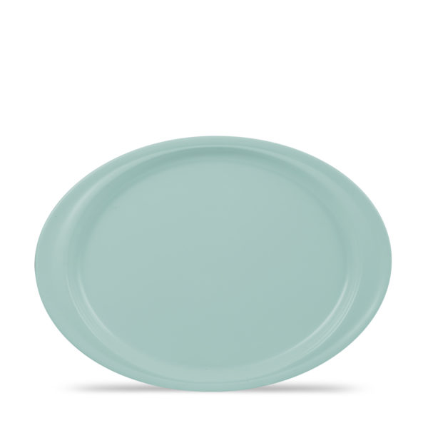 Melamine 14" Handled Oval Platter  - Sea Aqua