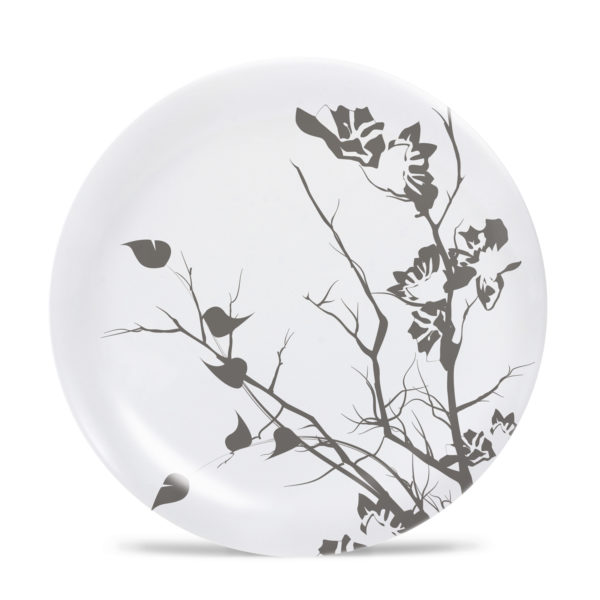 Cora - Melamine 10" Plate - Dogwood Floral - Slate Grey