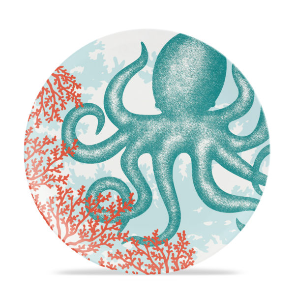 Cora - Melamine 10" Plate - Sea Creatures Octopus