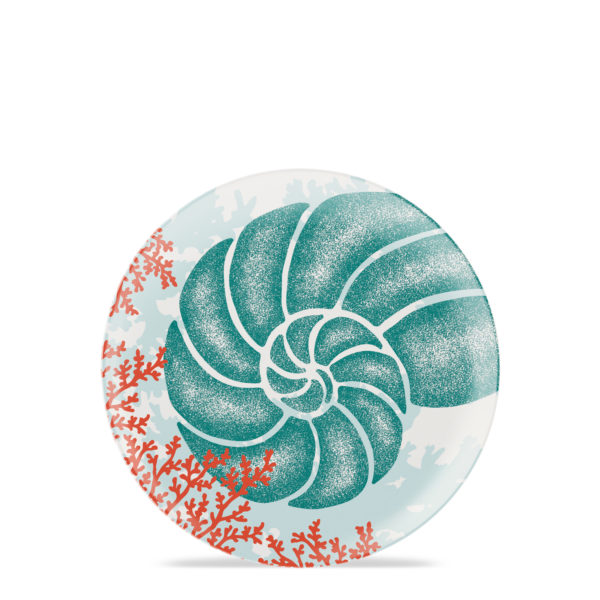 Cora - Melamine 8" Plate - Sea Creatures Shell