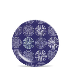 Cora - Melamine 8" Plate - Stripes & Spirals - Putty and Canyon Coral