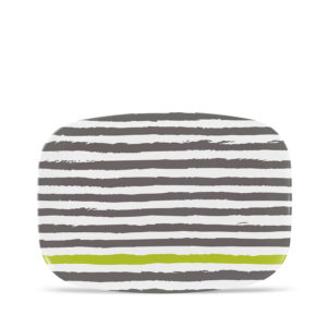 14" Melamine Platter - Stripes & Spirals - Green/Grey