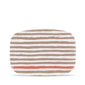 14" Melamine Platter - Stripes & Spirals - Coral/Putty